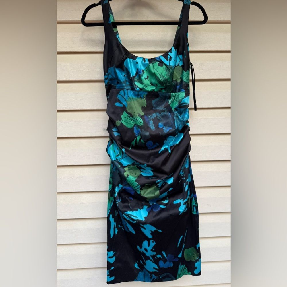 Susie Chin Maggie Boutique Ruched Floral Print Cocktail Dress, Size 6